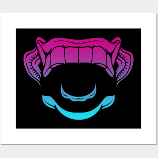 Bali Human Mask Fangs Vaporwave Posters and Art